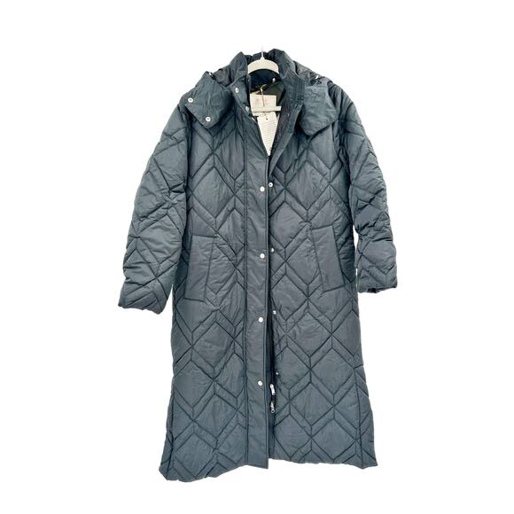 Barbour Cassius Quilted Hooded Coat in Black/Ancient Fern Tartan Size 6 NWT - Picture 2 of 6
